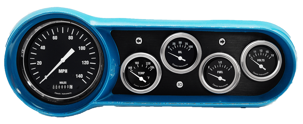 1953-1954 Chevy Car Aluminum Gauge Panels w/ Classic Instruments Hot Rod Gauges