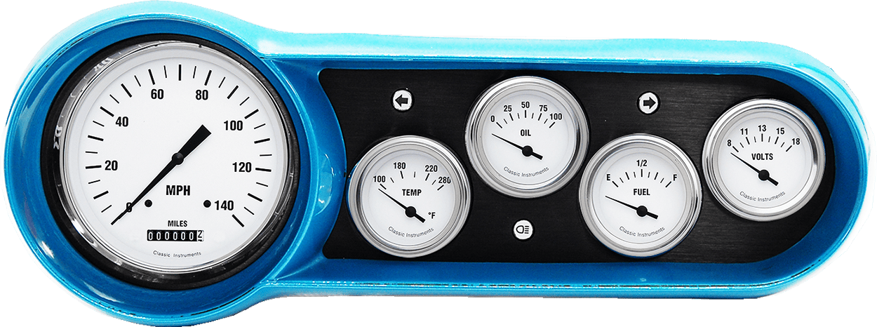 1953-1954 Chevy Car Aluminum Gauge Panels w/ Classic Instruments White Hot Gauges