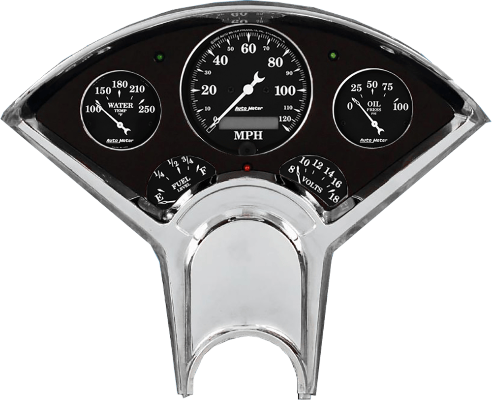 1955-1956 Chevy Car Billet Aluminum Gauge Panel w/ AutoMeter Street Rod series gauges (black anodized)