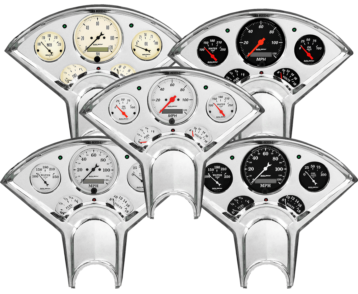 1955-1956 Chevy Car Billet Aluminum Gauge Panel w/ AutoMeter Street Rod series gauges
