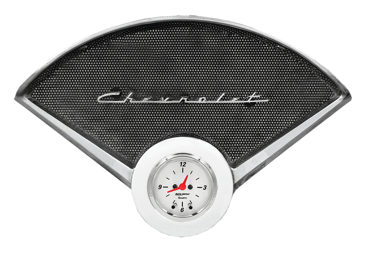 55 56 Chevy Car clock aluminum insert w/ Auto Meter Street Rod series quartz clock
