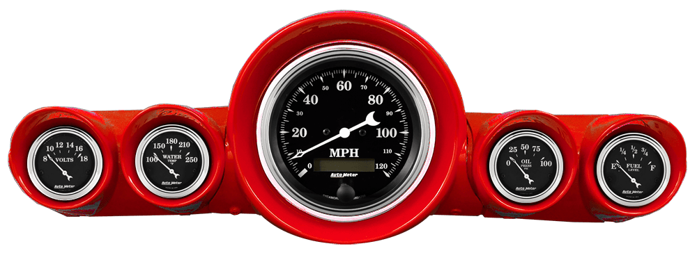 1959-1960 Chevy Impala / El Camino / Bel Air / Biscayne Speedometer Insert w/ AutoMeter Old Tyme Black Gauges