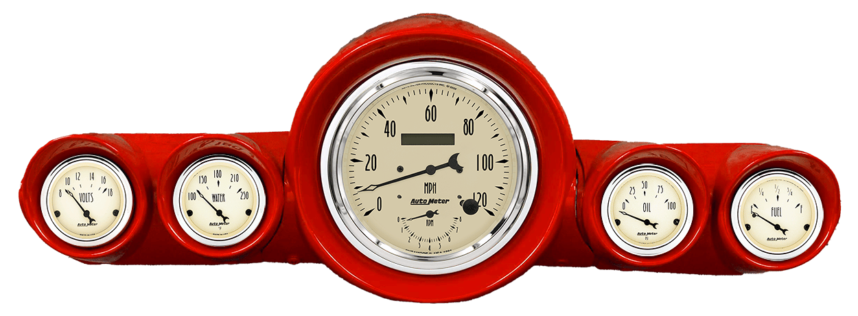 1959-1960 Chevy Impala / El Camino / Bel Air / Biscayne Speedometer Insert w/ AutoMeter Antique Beige Gauges (Speedo/Tach)