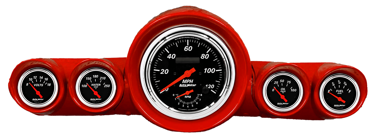 1959-1960 Chevy Impala / El Camino / Bel Air / Biscayne Speedometer Insert w/ AutoMeter Designer Black Gauges (Speedo/Tach)