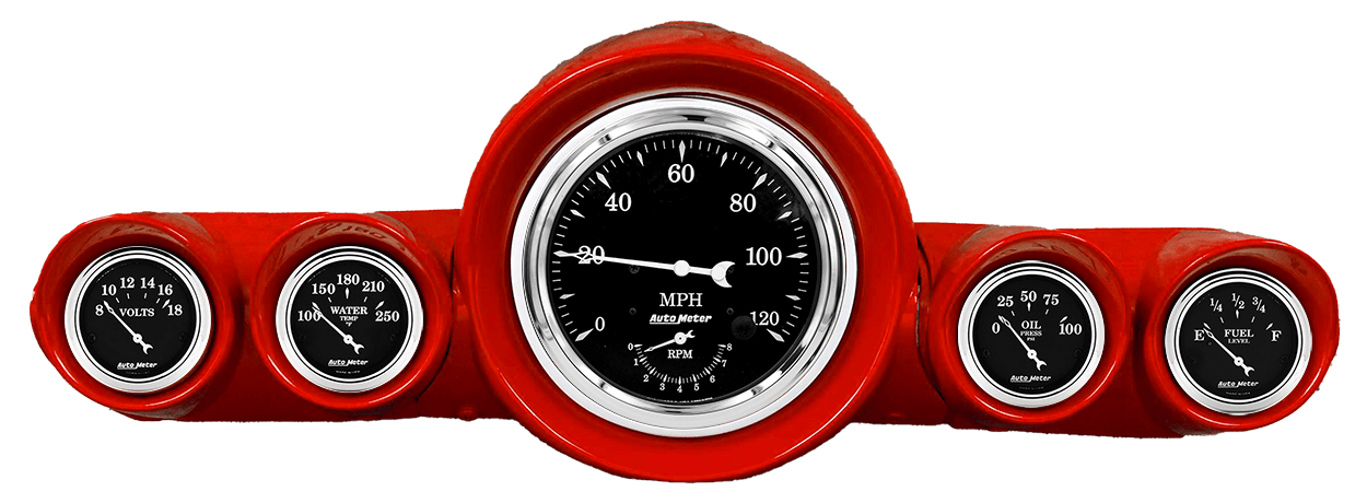 1959-1960 Chevy Impala / El Camino / Bel Air / Biscayne Speedometer Insert w/ AutoMeter Old Tyme Black Gauges (Speedo/Tach)