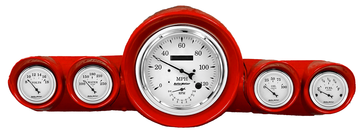 1959-1960 Chevy Impala Speedometer Insert with AutoMeter Old Tyme White Gauges (Speedo/Tach)