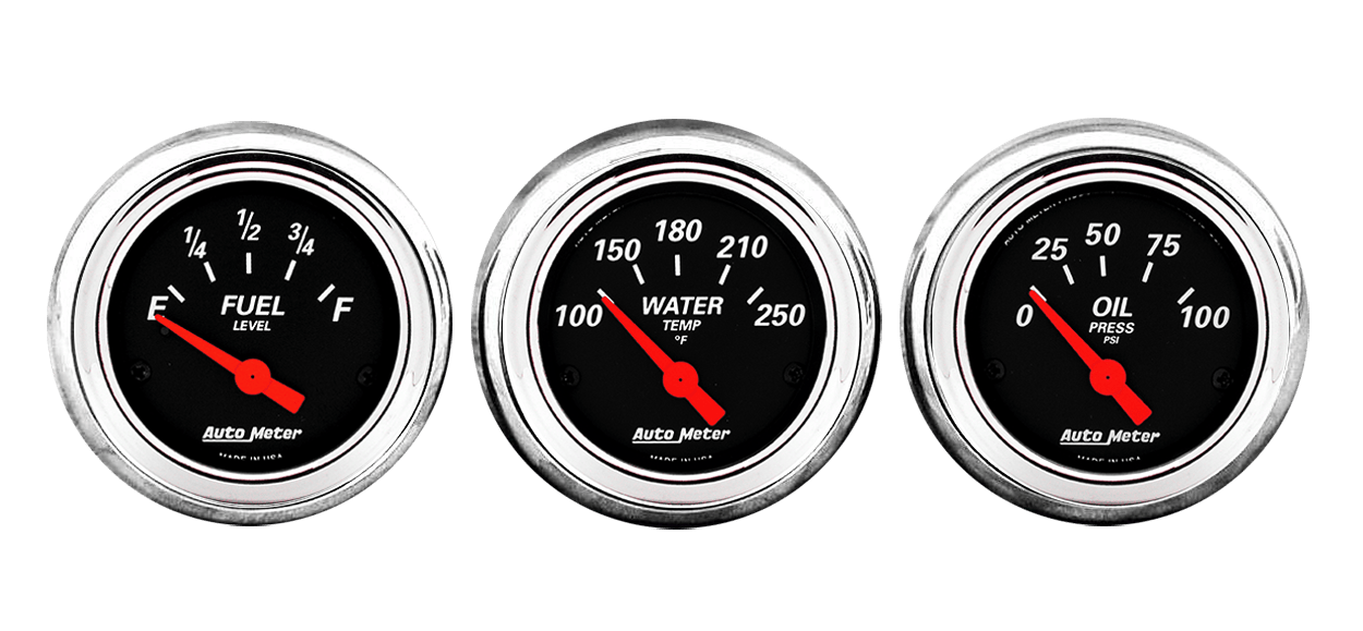 1961-62 Chevy Impala Aluminum Adapter Rings w/ Auto Meter Designer Black Gauges