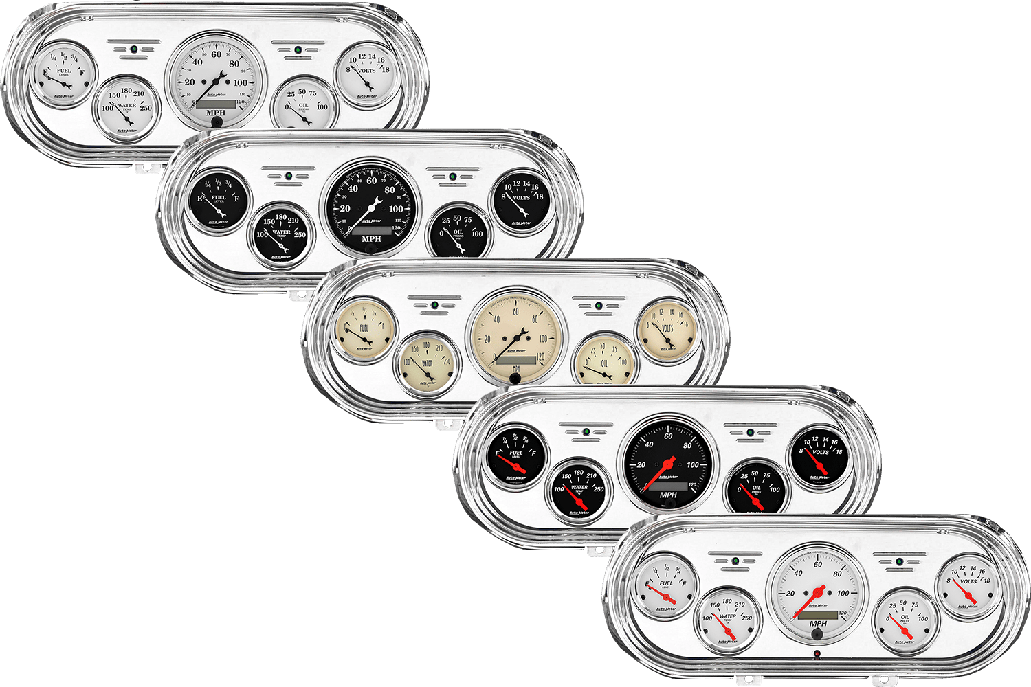 1962-1965 Chevy Nova Billet Aluminum Gauge Panel w/ Auto Meter Street Rod Series Gauges