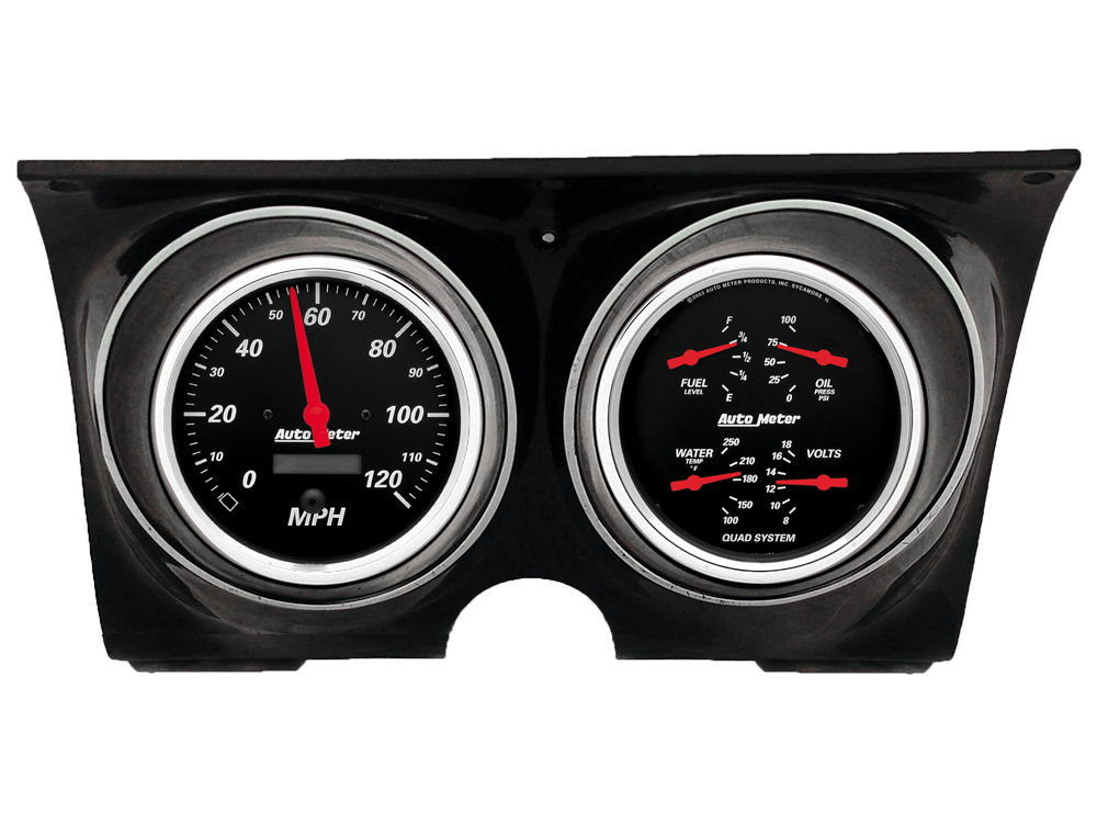 1967-68 Camaro / Firebird Aluminum Gauge Panels w/ 5″ Auto Meter Designer Black Gauges