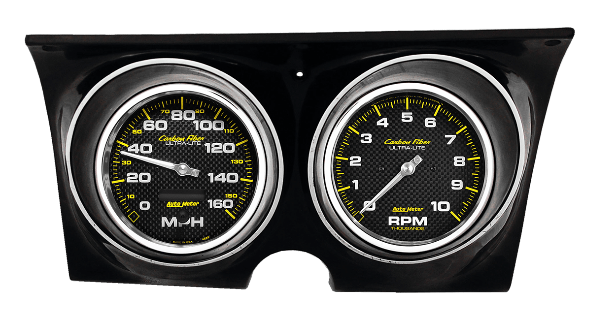 1967-1968 Chevy Camaro Adapter Rings w/ Auto Meter Carbon Fiber Gauges