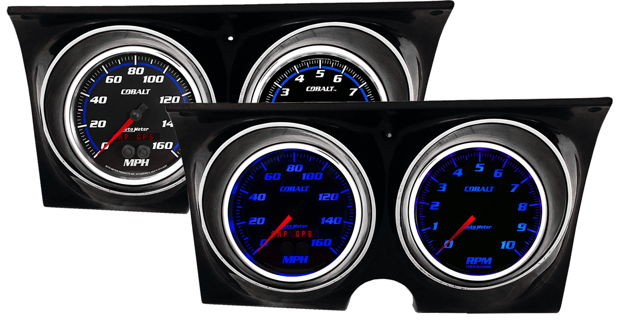 1967-1968 Chevy Camaro Adapter Rings w/ Auto Meter Cobalt Gauges