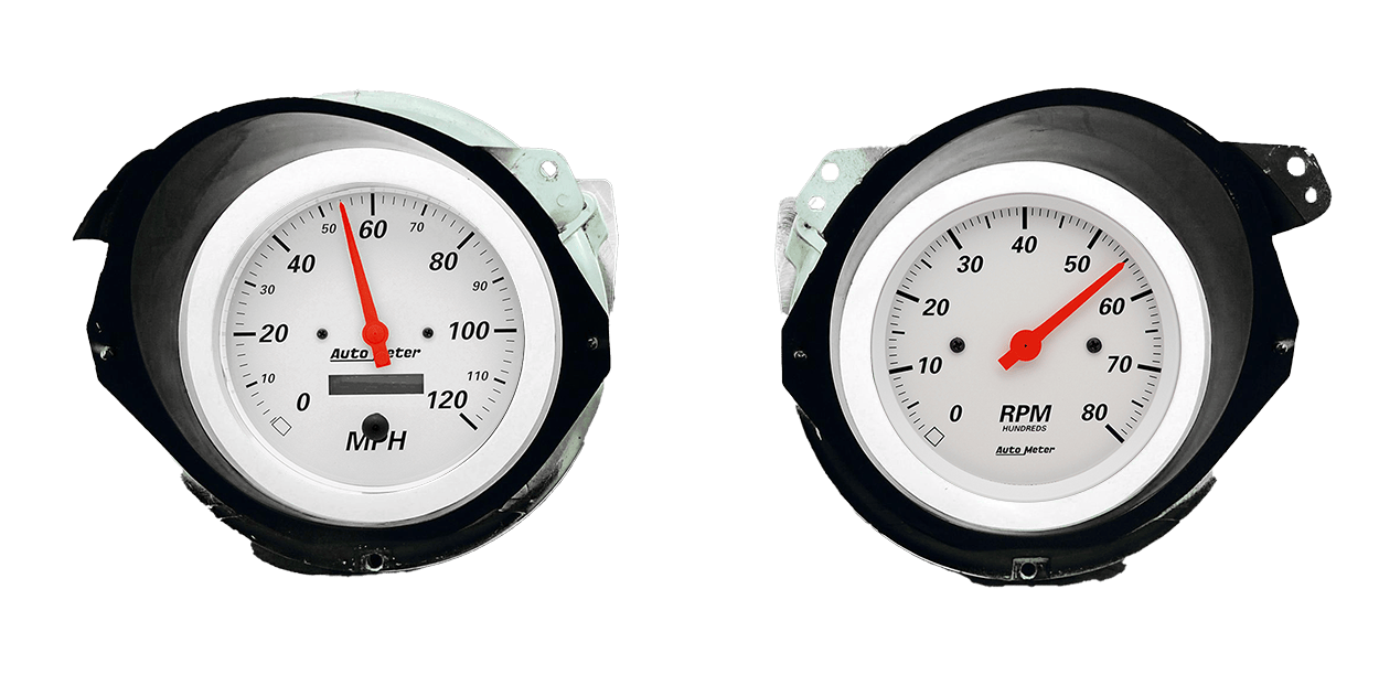 1968-1977 Chevy Corvette Adapter Rings w/ Auto Meter Arctic White Gauges