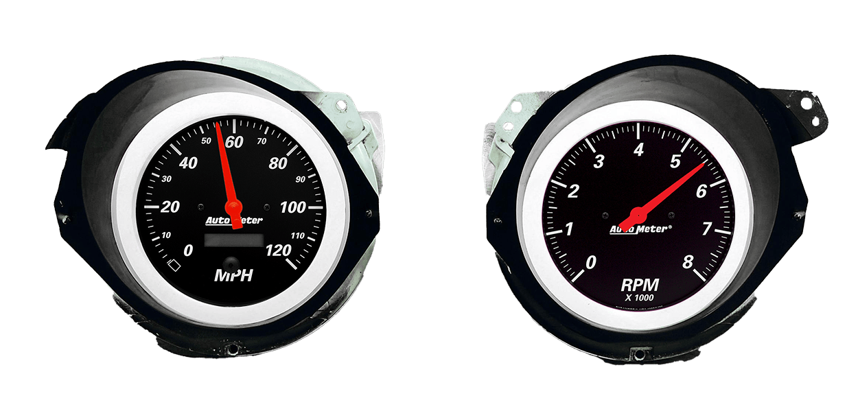 1968-1977 Chevy Corvette Adapter Rings w/ Auto Meter Designer Black Gauges