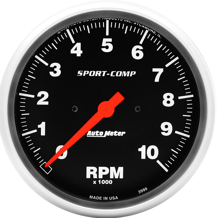 3990 Auto Meter Sport-Comp 5" In-Dash 10,000 RPM Tachometer