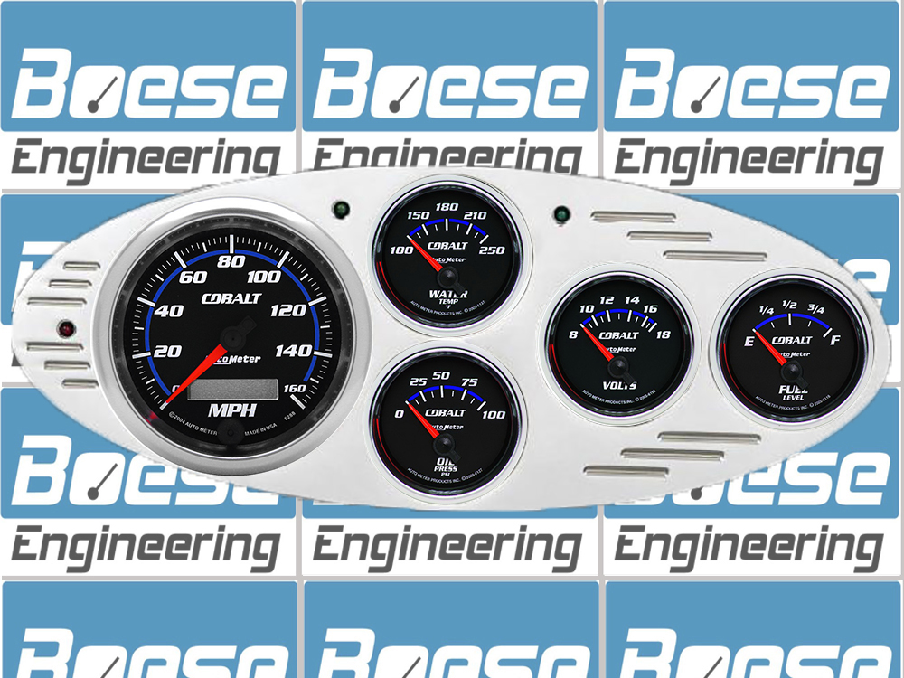 1932 Ford Car Billet Aluminum Gauge Panel w/ Auto Meter Cobalt Gauges