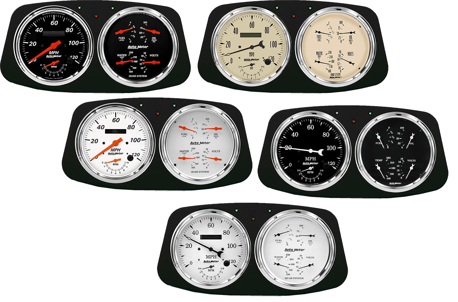 1933-1934 Ford Car Aluminum Gauge Panel AutoMeter Street Rod Series Gauges (Speedo/Tach)