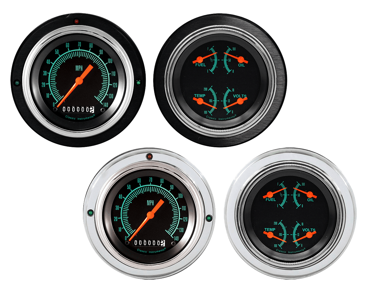 1937-1939 Ford Car or Truck Aluminum 2 Gauge Panels w/ Classic Instruments G/Stock Gauges