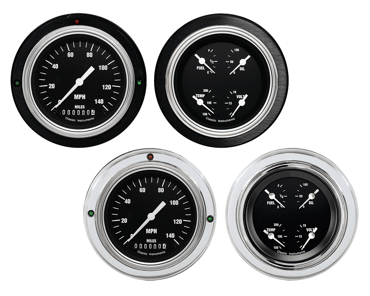 1937-1939 Ford Car or Truck Aluminum 2 Gauge Panels w/ Classic Instruments Hot Rod Gauges