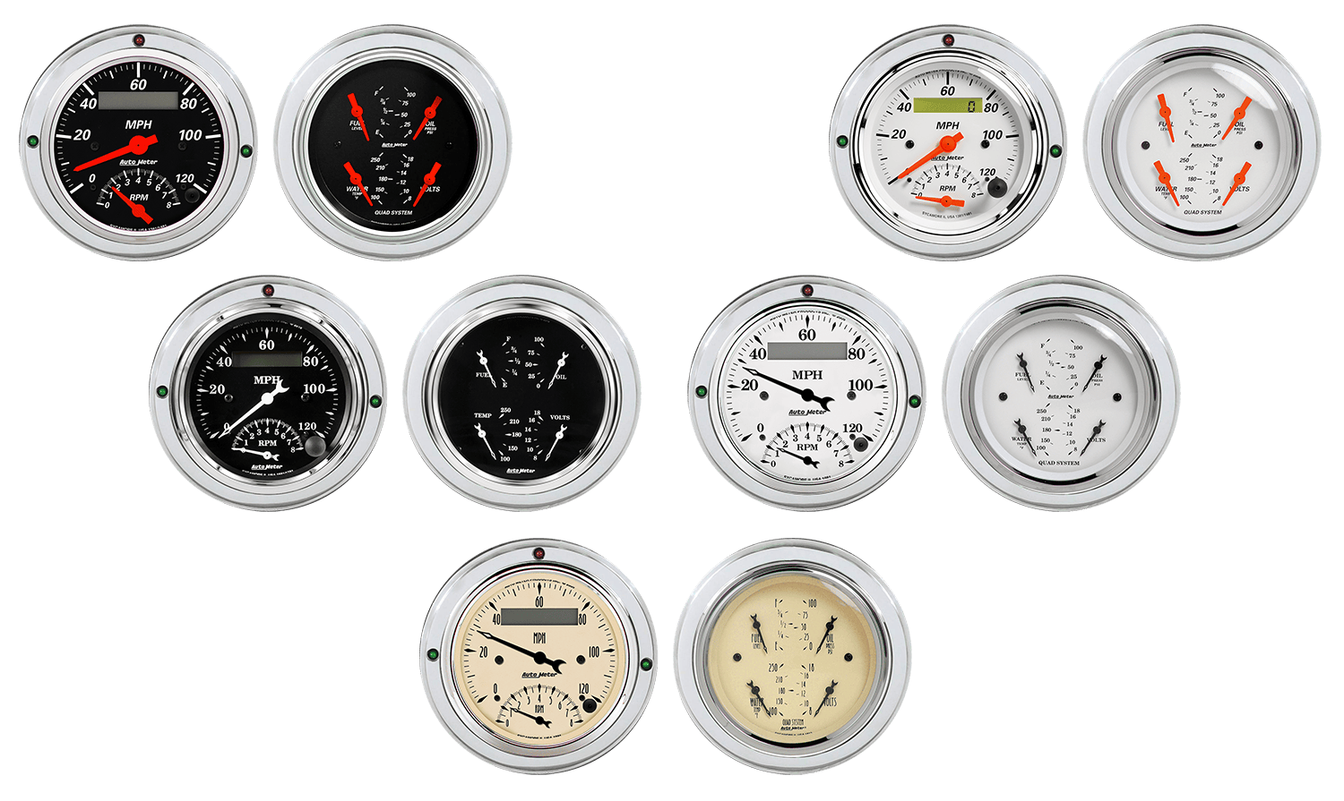 1937-1939 Ford Car or Truck Billet Aluminum Gauge Panel w/ Auto Meter Street Rod Series Gauges (Speedo/Tach)