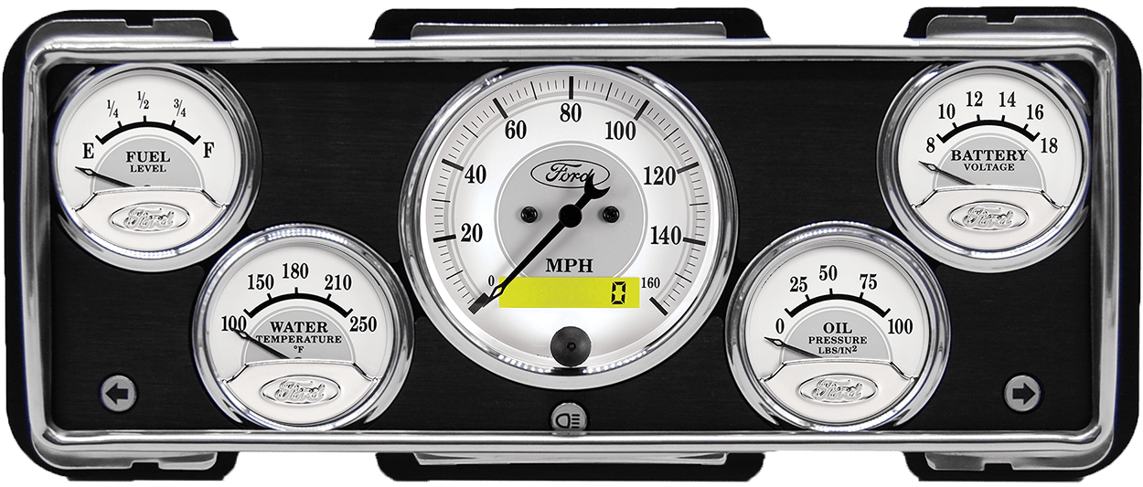 1940 Ford Car / 1940-1947 Ford Truck Aluminum Gauge Panel w/ Auto Meter Ford Masterpiece Silver Gauges