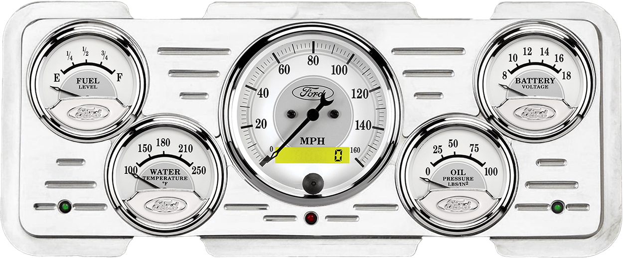 1940 Ford Car / 1940-1947 Ford Truck Aluminum Gauge Panel w/ Auto Meter Ford Masterpiece Silver Gauges