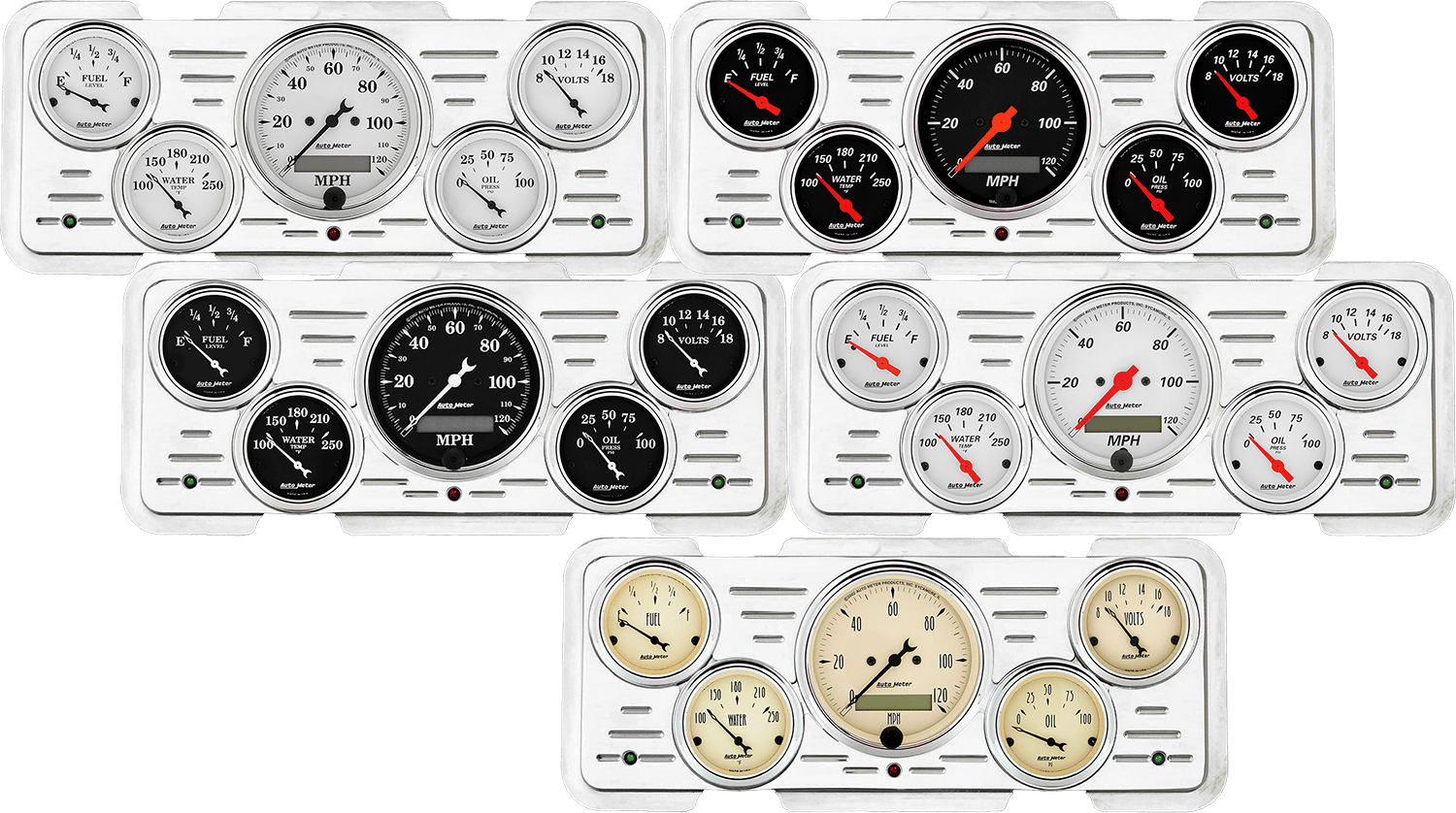 1940 Ford / 1940-1947 Ford Truck Aluminum Gauge Panel w/ Auto Meter Street Rod series gauges