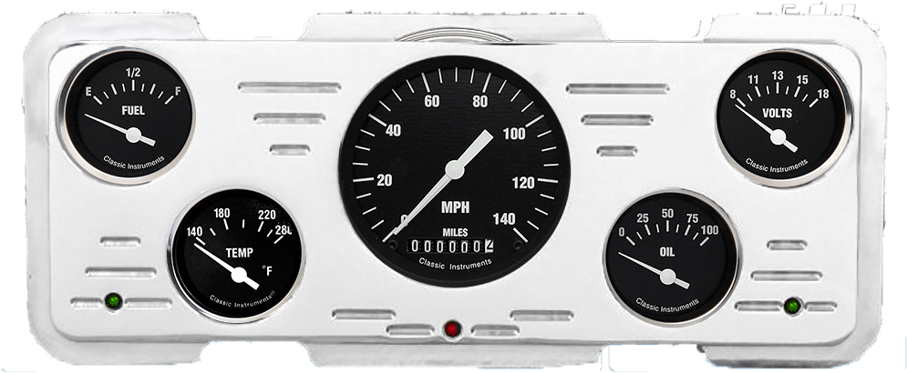1940 Ford Car / 1940-1947 Ford Truck Aluminum 5 Gauge Panel w/ Classic Instruments Gauges