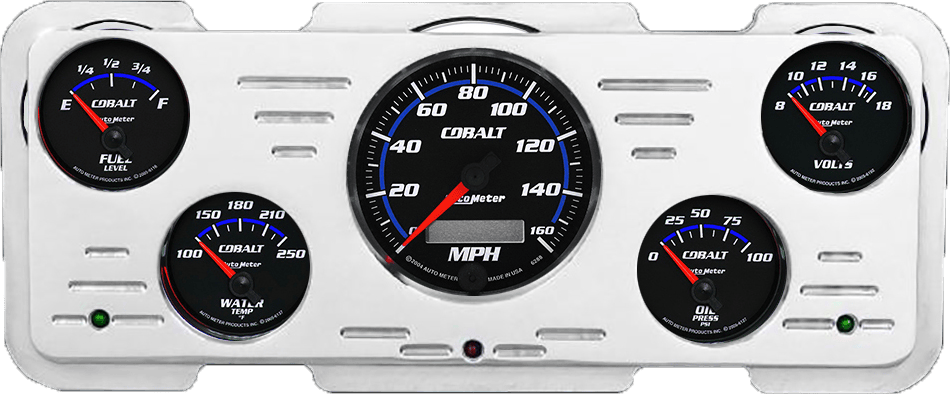 1940 Ford Car / 1940-1947 Ford Truck Aluminum Gauge Panel w/ Auto Meter Cobalt Gauges