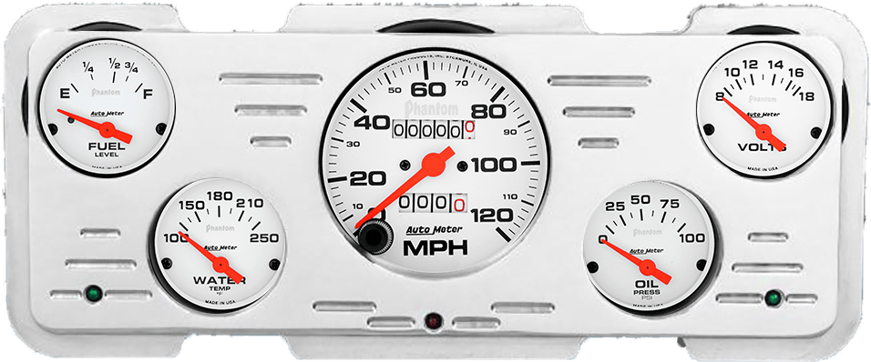 1940 Ford Car or 1940-1947 Ford Truck Aluminum Dash Insert w/ Auto Meter Phantom Gauges