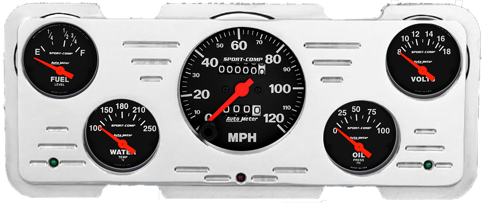 1940 Ford Car / 1940-1947 Ford Truck Aluminum Gauge Panel w/ AutoMeter Sport-Comp Gauges