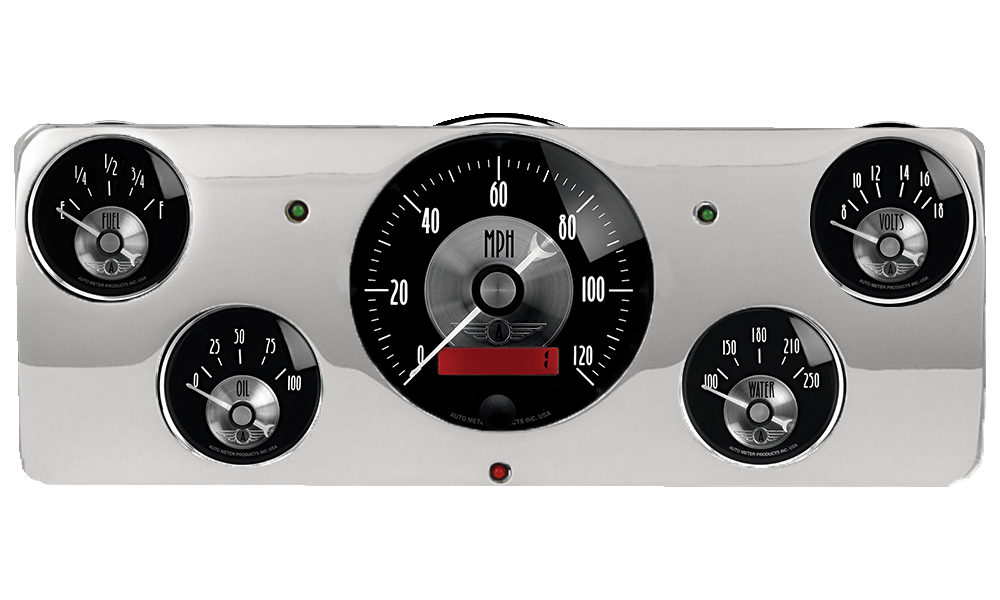 1940 Ford Deluxe Aluminum 5 Gauge Panel w/ Auto Meter Prestige Series Gauges