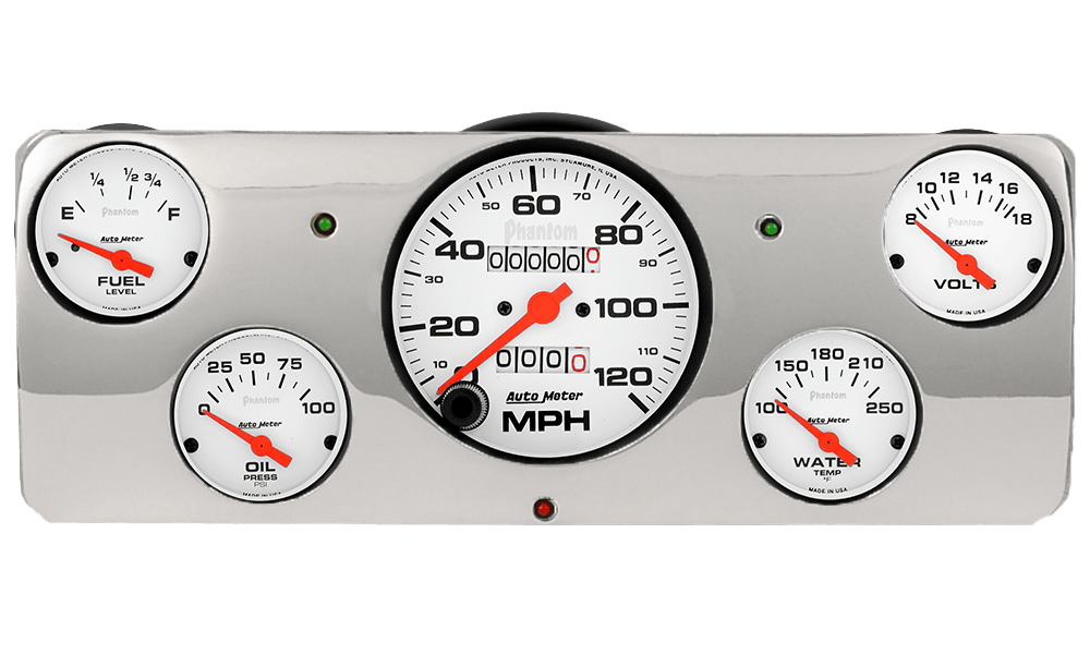 1940 Ford Deluxe Aluminum Gauge Panel w/ Auto Meter Phantom Gauges