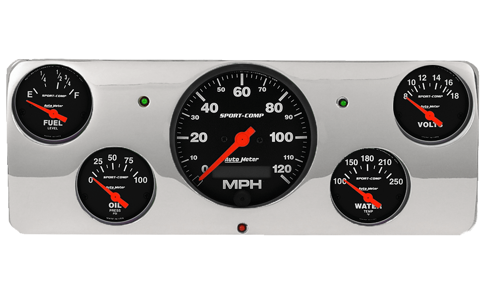 1940 Ford Deluxe Aluminum Gauge Panel w/ Auto Meter Sport-Comp Gauges