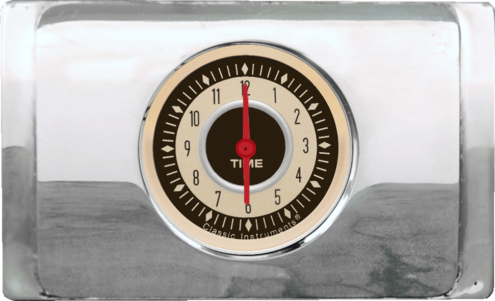 1940 Ford Deluxe Clock Insert w/ Classic Instruments Nostalgia VT Clock (red pointer)