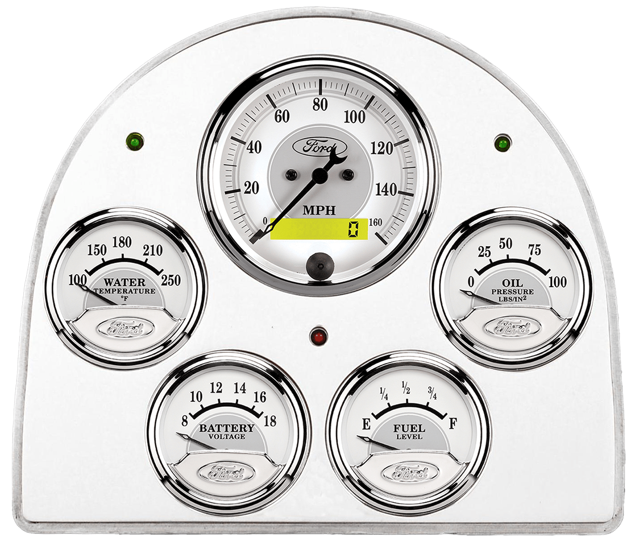 1952-1953 Ford Car Billet Aluminum Gauge Panel w/ Auto Meter Ford Masterpiece Silver Gauges