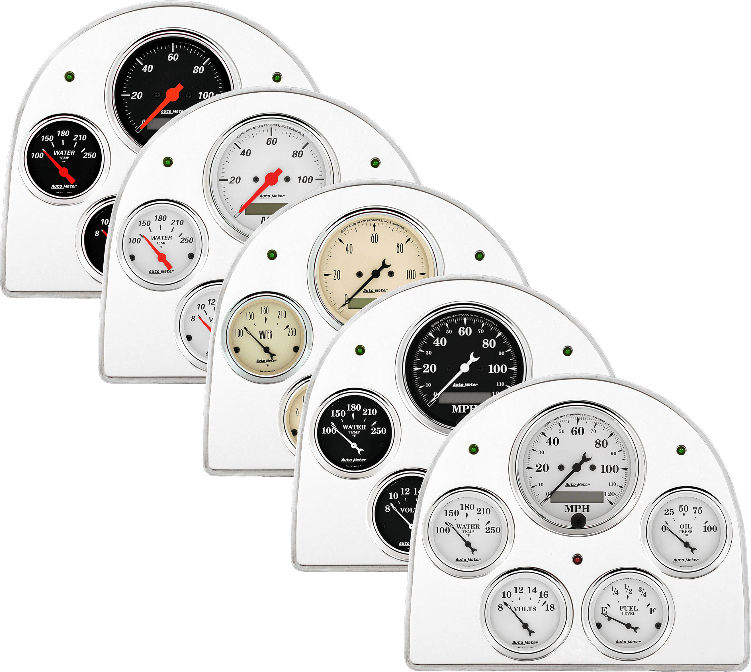 1952-1953 Ford Car Aluminum Gauge Panel w/ Auto Meter Street Rod series gauges