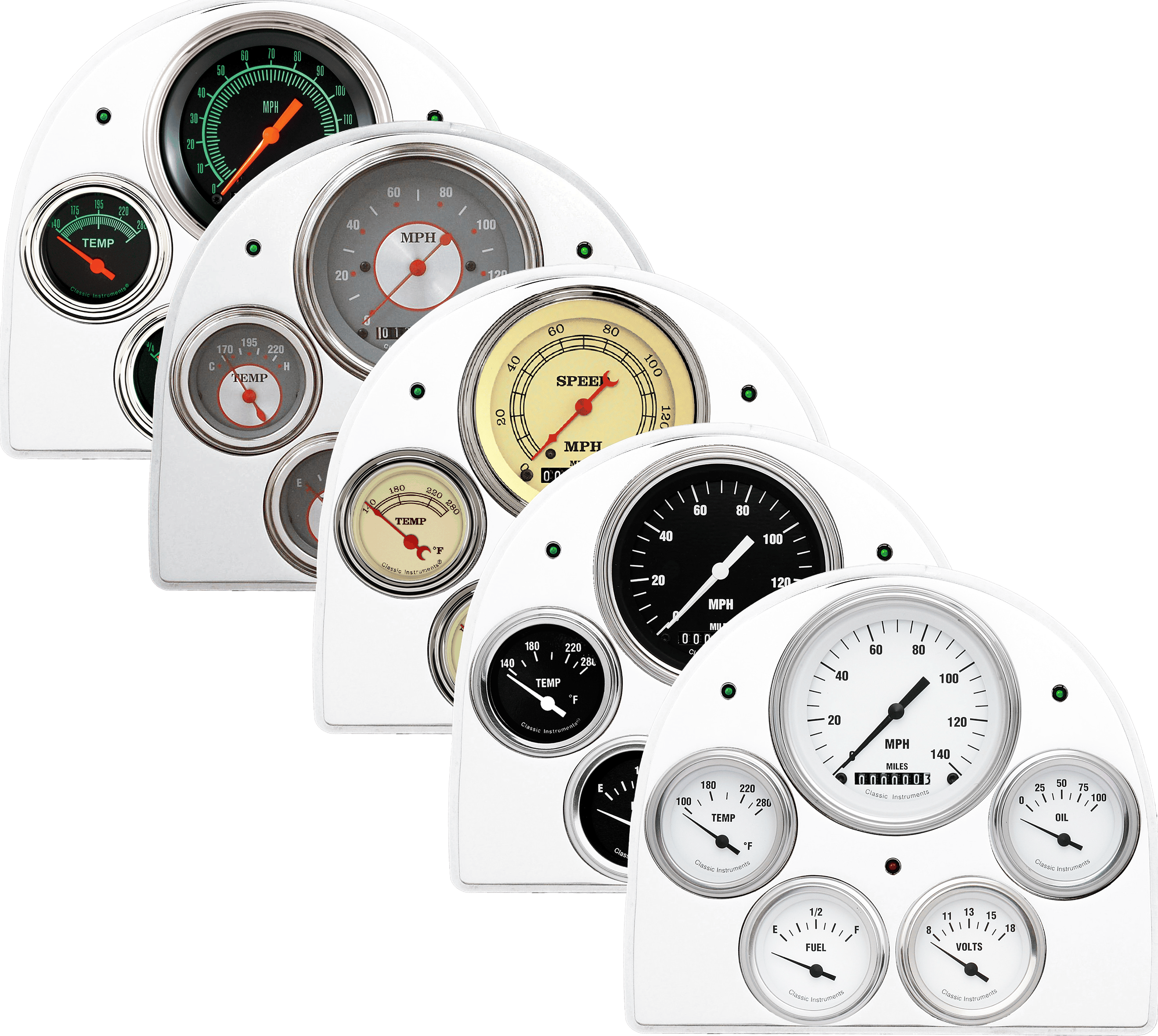 1952-1953 Ford Car Billet Aluminum 5 Gauge Panel w/ Classic Instruments Gauges