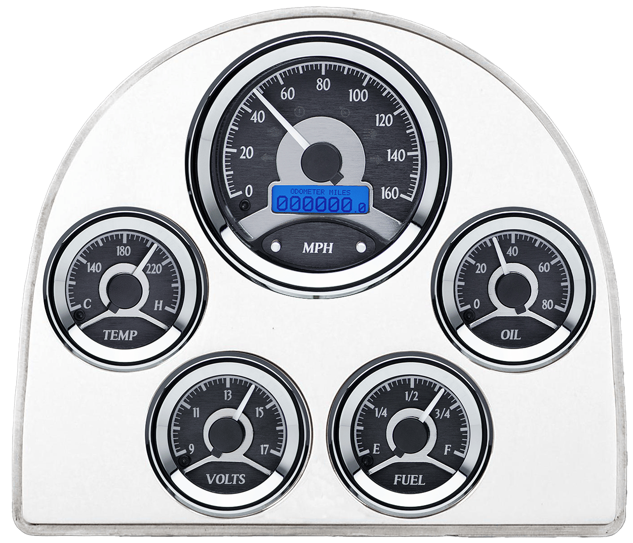 1952-1953 Ford Car Billet Aluminum Gauge Panel w/ Dakota Digital VHX-1050 Black Alloy Gauges
