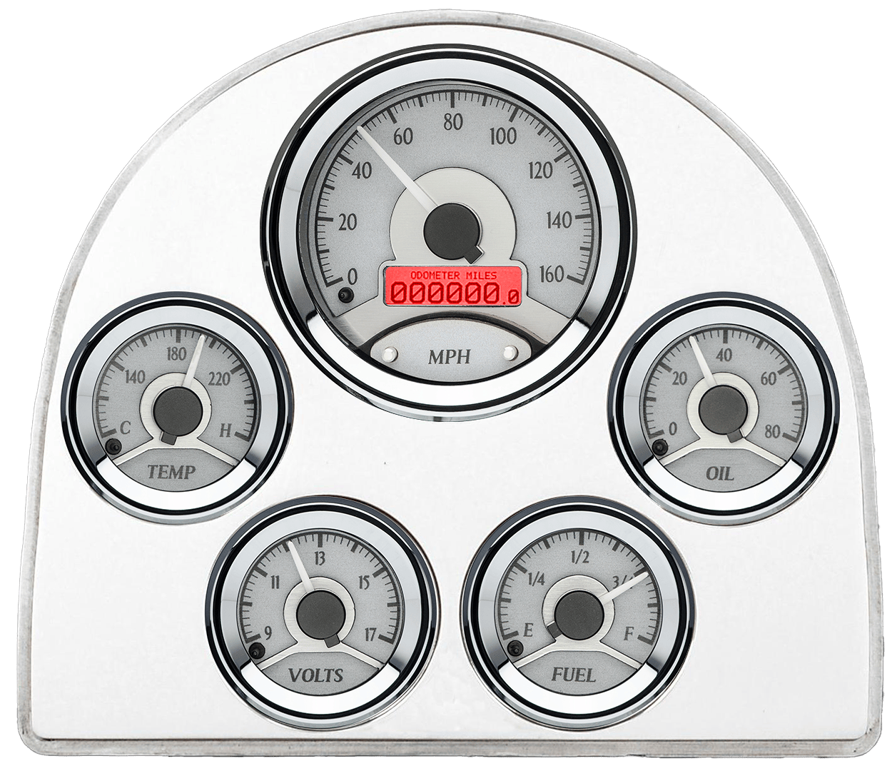 1952-1953 Ford Car Billet Aluminum Gauge Panel w/ Dakota Digital VHX-1050 Silver Alloy Gauges