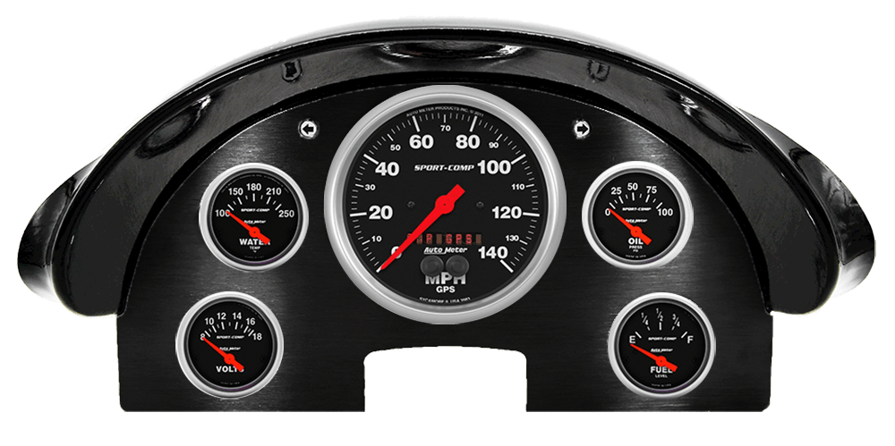 1956 Ford Fairlane Aluminum Gauge Panel w/ Auto Meter Sport-Comp Gauges