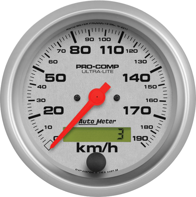 4487-M AutoMeter Ultra-Lite 3 3/8" Electric 0-190 KPH Speedometer