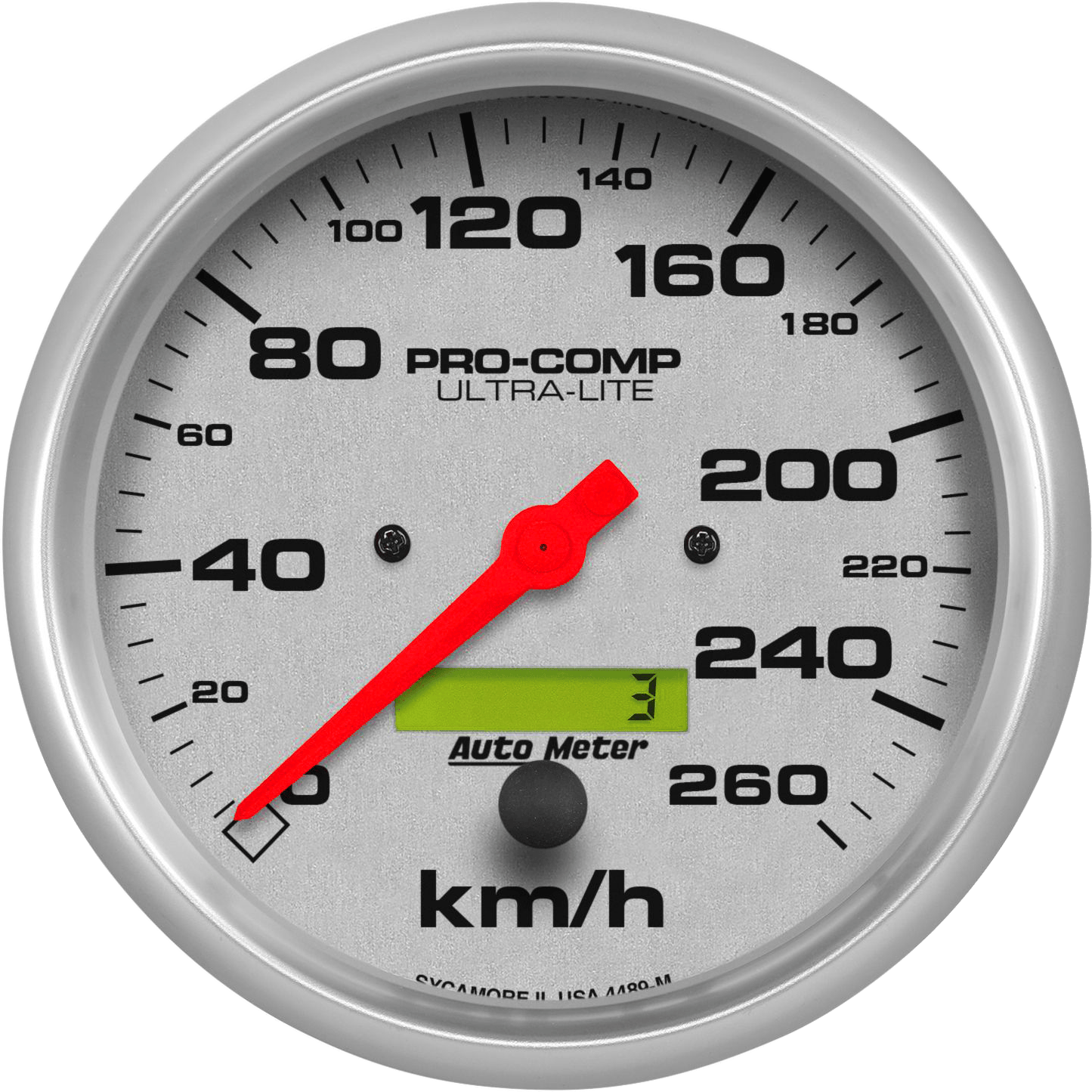 4489-M AutoMeter Ultra-Lite 5" Electric 0-260 KPH Speedometer