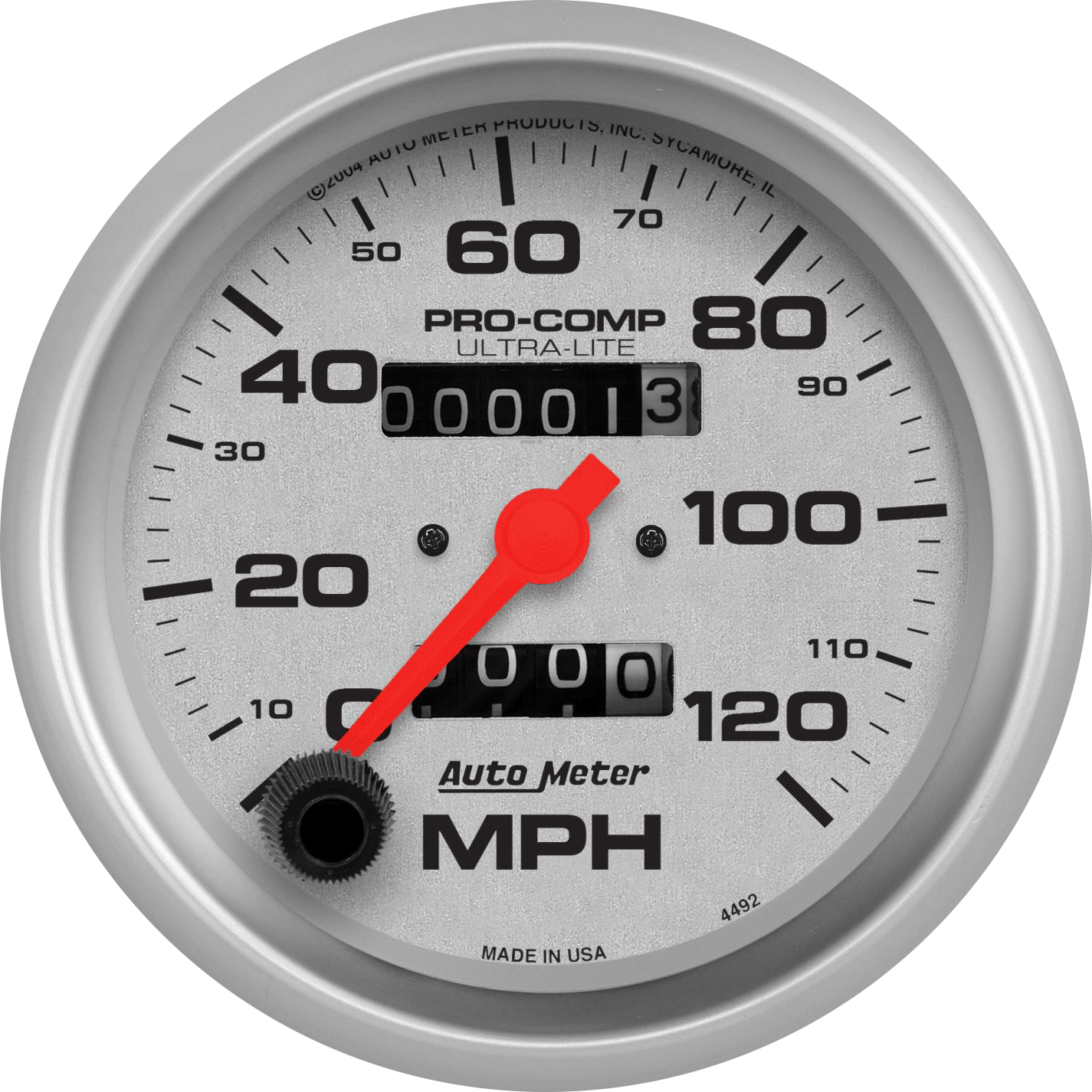 4492 AutoMeter Ultra-Lite 3 3/8" Mechanical 0-120 MPH Speedometer