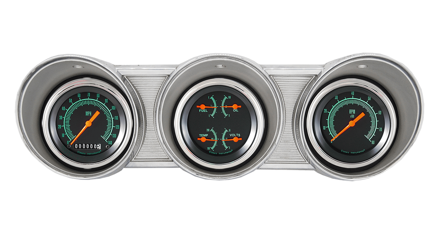 1962-1963 Ford Fairlane Aluminum Gauge Panel Adapter w/ Classic Instruments G/Stock Gauges