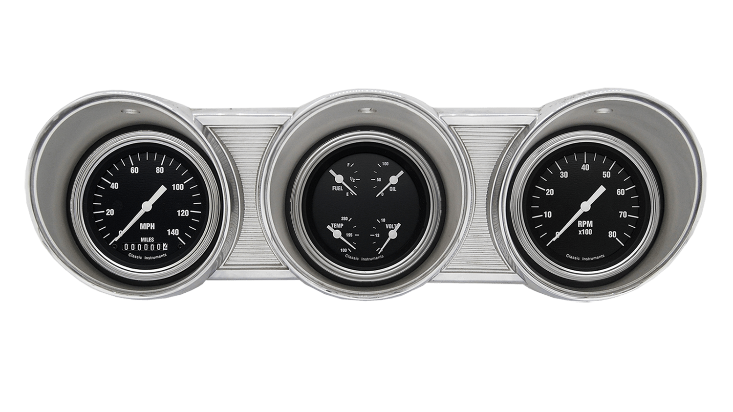 1962-1963 Ford Fairlane Aluminum Gauge Panel Adapter w/ Classic Instruments Hot Rod Gauges