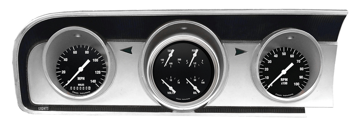 1964 Ford Fairlane Aluminum Gauge Panel Adapter w/ Classic Instruments Hot Rod Gauges