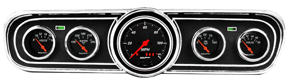 1965-1966 Ford Mustang Adapter Panels w/ AutoMeter Designer Black Gauges (GPS)