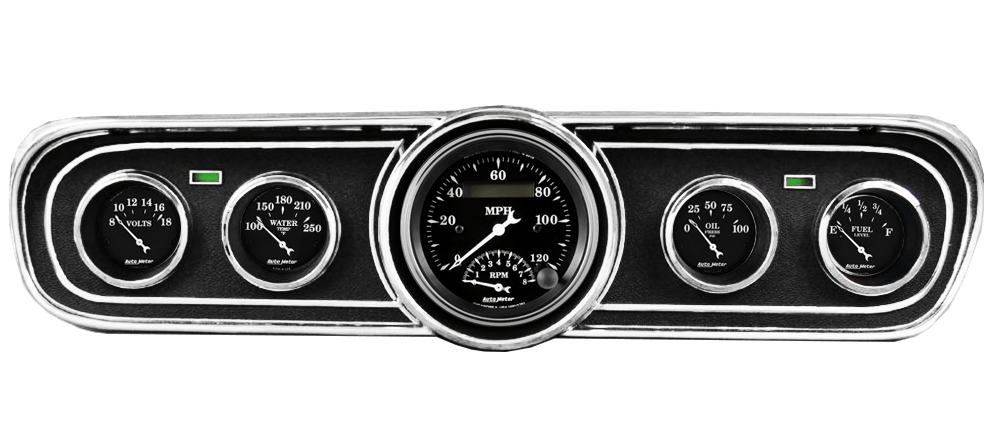 1965-1966 Ford Mustang Adapter Panels w/ Auto Meter Old Tyme Black Gauges
