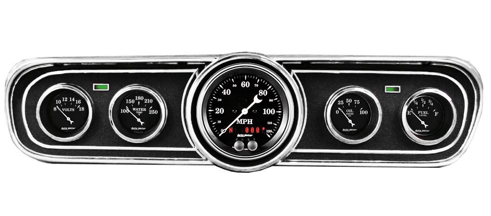 1965-1966 Ford Mustang Adapter Panels w/ Auto Meter Old Tyme Black Gauges (GPS)