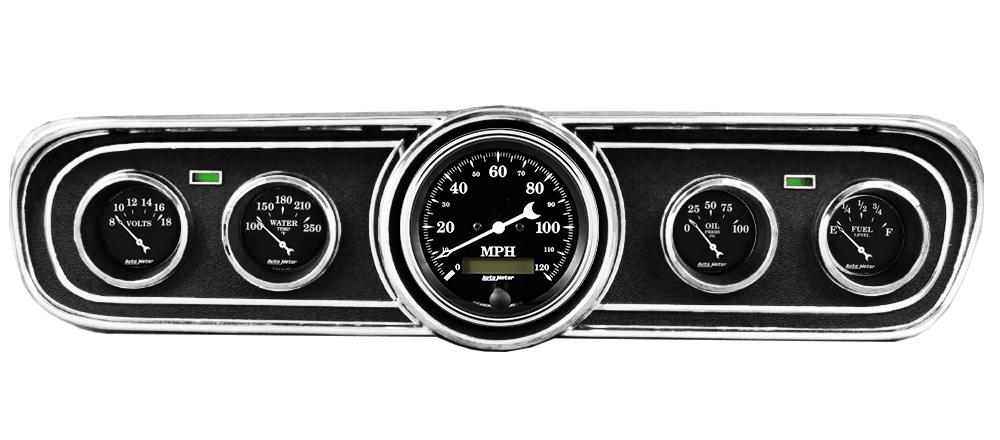 1965-1966 Ford Mustang Adapter Panels w/ Auto Meter Old Tyme Black Gauges